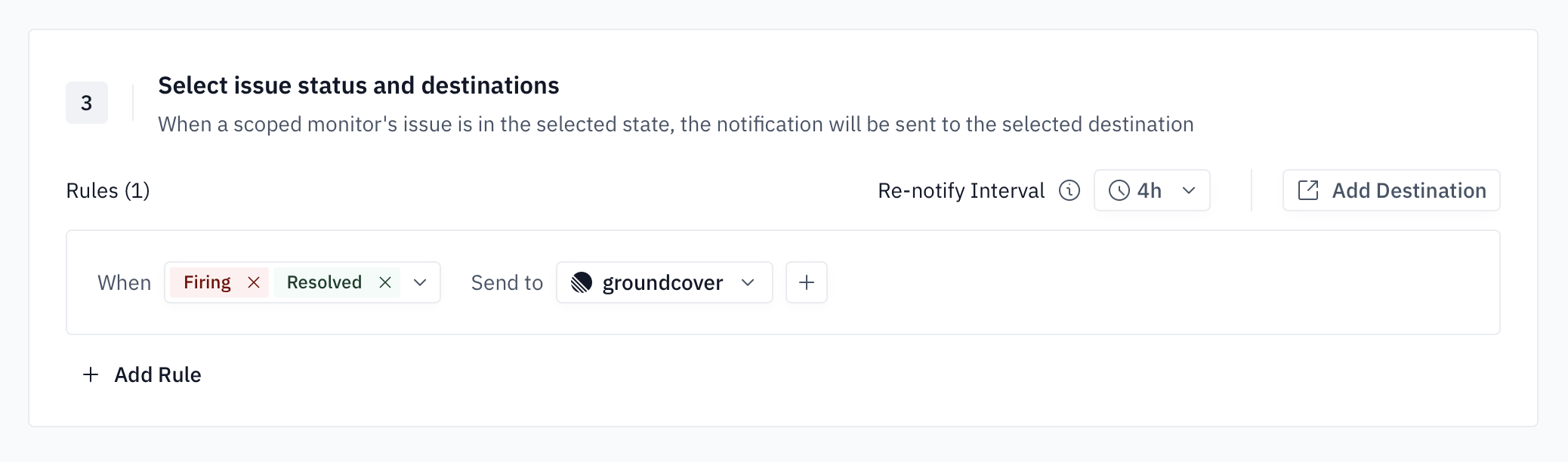 Linear connector selected as a notification route destination